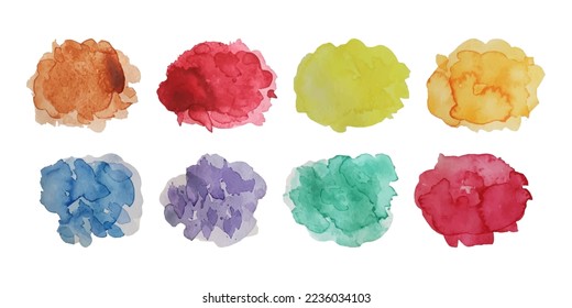 Los colores del arcoiris pintan manchas de color de agua. conjunto de fondos vectoriales. Vector ESP