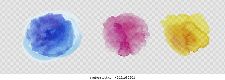 Rainbow colors watercolor paint stains vector backgrounds set.