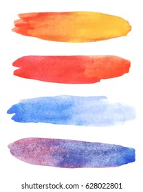 Rainbow colors watercolor paint stains vector set