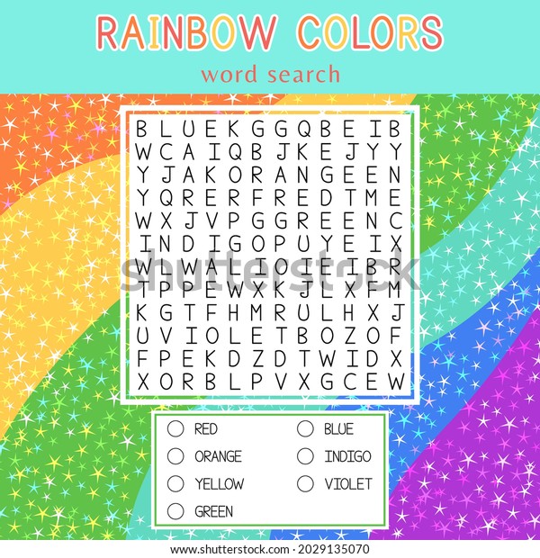 Rainbow Colors Word Search Game Kids Stock Vector (Royalty Free ...