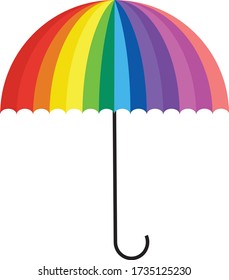 Rainbow Colour Open Umbrella Illustration