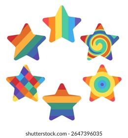 Rainbow colour in star shape, star element