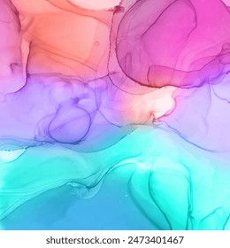 Rainbow coloured abstract alcohol ink background design