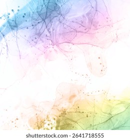Rainbow coloured abstract alcohol ink background with splatters