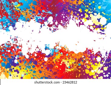 Rainbow coloured abstract background with a white band