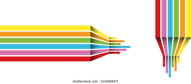 a rainbow coloured arrow line perspective background