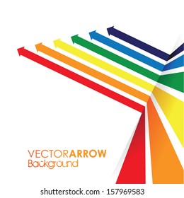 a rainbow coloured arrow line perspective background