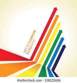 a rainbow coloured arrow line perspective background