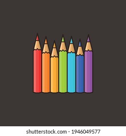 Rainbow coloured color pencils vector illustration for National Coloring Day on September 14