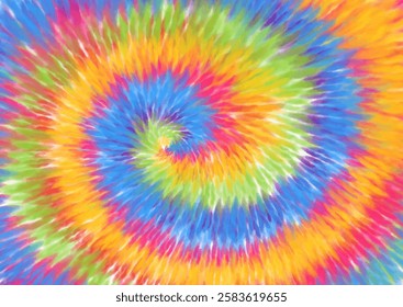 Rainbow coloured hand painted swirly tie dye background design