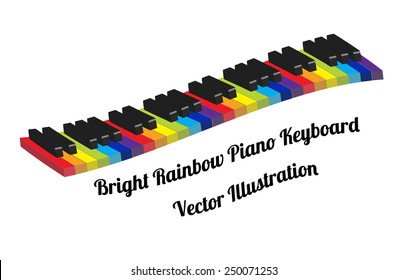 Rainbow coloured Piano keys. Vector piano keyboard