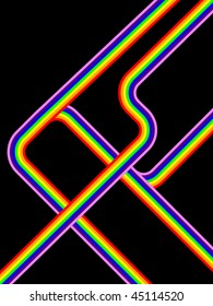 Un fondo retro de color arcoiris con un patrón de línea sobre una base negra