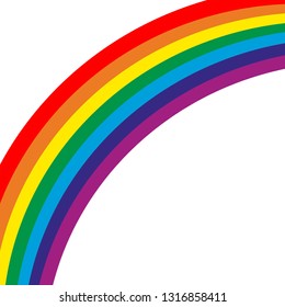 Rainbow colourful on empty background curved downwards left
