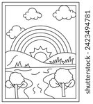 A rainbow colouring page vector download