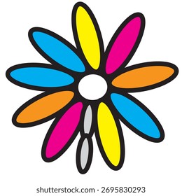 Colores del arco iris en un diseño de flores