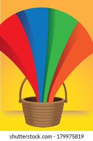 A rainbow coming out from a bucket. Vector illustration for background and layout.