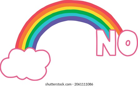 Rainbow coming out of a cloud saying no pretty pixelated
