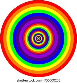 Rainbow Concentric Circles Vector Illustration