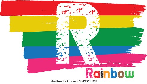 Regenbogen-Konzept mit initialem R