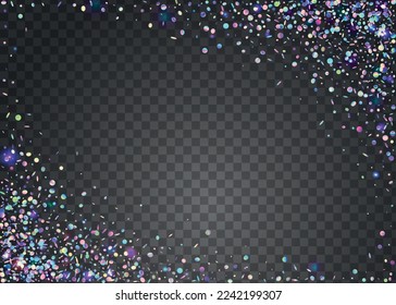 Rainbow Confetti. Bokeh Effect. Unicorn Art. Glitter Foil. Purple Laser Sparkles. Transparent Texture. Metal Abstract Decoration. Party Design. Pink Rainbow Confetti