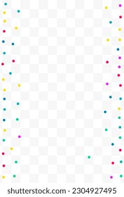 Rainbow Confetti Carnaval Vector Transparent Background. Top Polka Card. Celebration Rain Background. Color Circle Invitation Invitation.
