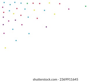Rainbow Confetti Carnaval, Vektorweißer Hintergrund. Abstraktes Regenbanner. Einladung zum Weihnachtsgeschenk. Farb Sterne Unabhängigkeit Textur.