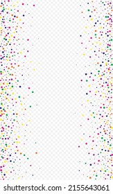 Carnaval arcoiris con fondo transparente. Decoración Invitación a la Polka. Tarjeta de polvo de celebración. White Dot Celebra La Ilustración.