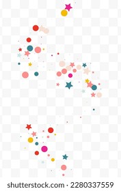 Rainbow Confetti Carnival Vector Transparent Background. Flying Dust Backdrop. Effect Dot Banner. Falling Stars Invitation Invitation.