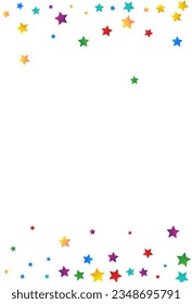 Rainbow Confetti Celebrate Vector White Background. Christmas Splash Backdrop. Top Starfall Card. Color Stars Decoration Postcard.