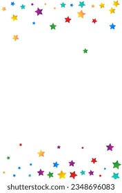 Rainbow Confetti Celebrate Vector White Background. Christmas Splash Backdrop. Top Starfall Card. Color Stars Decoration Postcard.