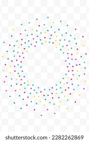 Rainbow Confetti Christmas Vector Transparent Background. Carnaval Shapes Postcard. Top Triangle Invitation. Color Elements Flying Illustration.