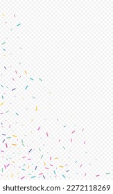 Rainbow Confetti Effect Vector Transparent Background. Carnaval Rain Texture. Festival Round Card. Color Shine Flying Illustration.