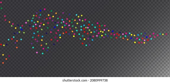Rainbow Confetti Festive Vector Background. Christmas, New Year, Birthday Magic Decoration. Holiday Celebration Carnival Minimal Garland. Rainbow Confetti Falling. Falling Down Shiny Sequins Frame.