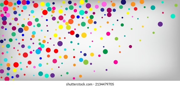 Rainbow Confetti Festive Vector Background. Holiday Celebration Carnival Modern Garland. Falling Down Gleam Circles Frame. Rainbow Confetti Falling. Christmas, New Year, Birthday Sparkle Decoration.