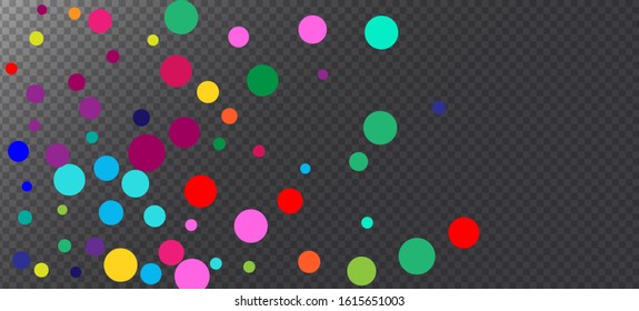 Rainbow Confetti Festive Vector Wallpaper. Falling Down Gleam Circles Frame. Carnival Modern Garland. Christmas, New Year, Birthday Magic Decoration. Rainbow Confetti Falling. Holiday Celebration