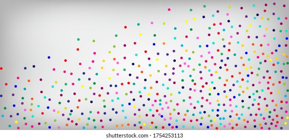Papel tapiz de vectores festivos Rainbow Confetti. Navidad, Año Nuevo, Decoración Mágica de Cumpleaños. Festividad Carnaval Garland moderno. El Confeti Arcoiris Cae. Bajar El Marco De Las Secuencias Luminosas.