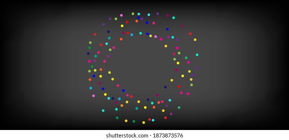 Rainbow Confetti Festivals Vektorhintergrund. Feiertage Weihnachten, Neujahr, Geburtstag Sparkle Dekoration. Karneval Modern Garland. Regenbogen Confetti Falling. Shiny Circles fallen nach unten.