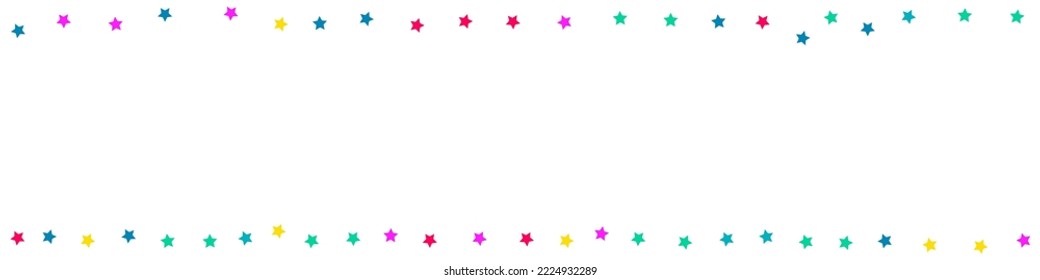 Rainbow Confetti Festive Vector White Panoramic Background. Christmas Dust Texture. Celebrate Starfall Card. Color Constellation Abstract Background.