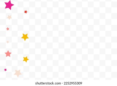 Rainbow Confetti Flying Vector Transparent Background. Decoration Dust Texture. Festive Stars Pattern. Falling Rain Carnaval Banner.