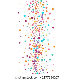 Rainbow Confetti Fun Vector White Background. Flying Dot Invitation. Effect Dust Backdrop. Color Rain Abstract Texture.