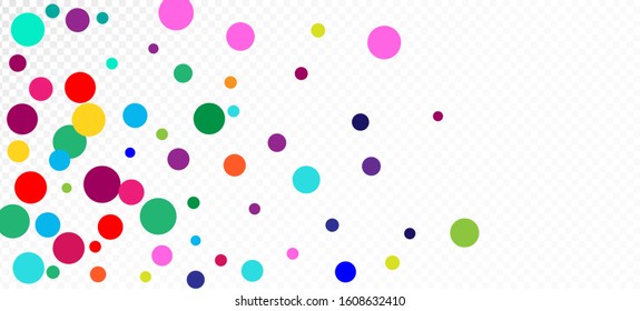 Rainbow Confetti Hipster Vector Background. Holiday Celebration Carnival Simple Garland. Christmas, New Year, Birthday Magic Decoration. Rainbow Confetti Falling. Falling Down Shiny Circles Frame.