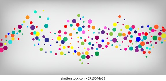Rainbow Confetti Hipster Vektorillustration Wallpaper. Weihnachten, Neujahr, Geburtstag schlichter Dekor. Karneval Simple Garland. Feiertage Regenbogen Confetti Falling. Shiny Circles fallen nach unten.