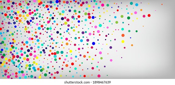 Rainbow Confetti Hipster Vector Wallpaper. Christmas, New Year, Birthday Sparkle Decoration. Falling Down Shiny Circles Frame. Holiday Celebration Rainbow Confetti Falling. Carnival Simple Garland.