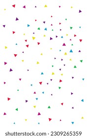 Rainbow Confetti Independence Vector White Background. Festive Geometric Banner. Festival Triangle Pattern. Color Elements Flying Card.