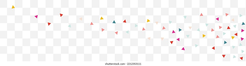 Rainbow Confetti Invitation Vector Transparent Panoramic Background. Celebrate Shapes Background. Carnaval Triangle Postcard. Happy Geometric Abstract Backdrop.