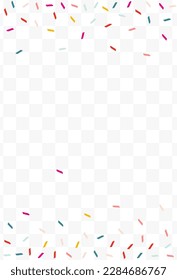 Rainbow Confetti Invitation Vector Transparent Background. Festive Dust Backdrop. Flying Brush Illustration. Falling Paint Celebrate Card.