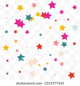 Rainbow Confetti Invitation Vector Transparent Background. Abstract Splash Backdrop. Celebrate Starfall Card. Falling Rain Fun Wallpaper.