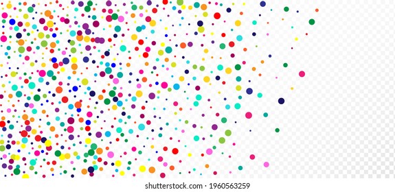 Fondo vectorial moderno del Confeti Arcoiris. Carnaval de celebración de feriado mínimo Garland. Navidad, Año Nuevo, Decoración Mágica de Cumpleaños. El Confeti Arcoiris Cae. Caer Por El Marco De Los Círculos Brillantes.