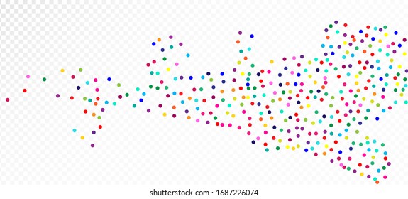 Papel de escritorio moderno de vectores Rainbow Confetti. Navidad, Año Nuevo, Decoración De La Espuma De Cumpleaños. La Celebración De Las Fiestas Cae En El Marco De Los Círculos Luminosos. Cae el Confetti Arcoiris. Carnaval mínimo Garland.