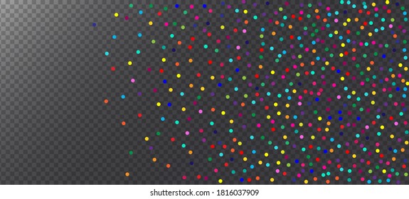 Rainbow Confetti Modern Vector Wallpaper. Holiday Celebration Christmas, New Year, Birthday Sparkle Decoration. Falling Down Shiny Circles Frame. Rainbow Confetti Falling. Carnival Minimal Garland.